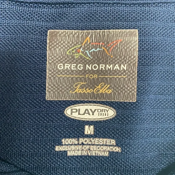Greg Norman Play Dry Navy Striped Golf Shirt Men’s Medium - Picture 3 of 3